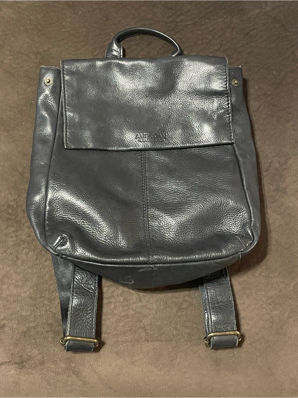 American Vintage Leather Backpack with Brass Accents